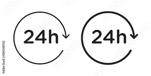 24 Hrs icons illustration, editable stroke, flat design style isolated on white