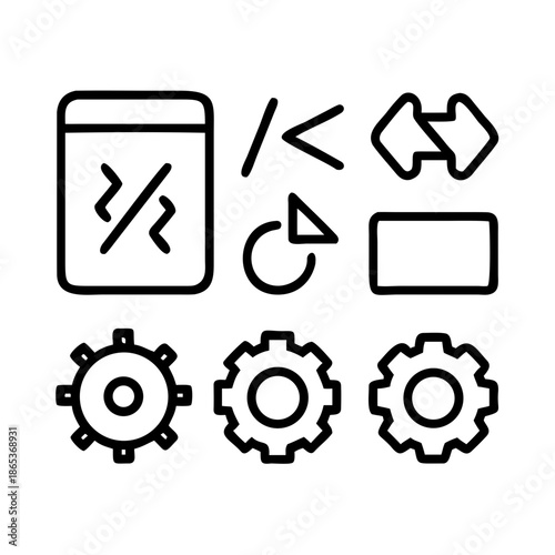 Collection of various line icons representing different functions and settings