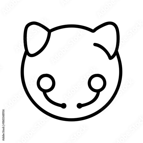 Simple graphic illustration of a stylized animal face with round cheeks