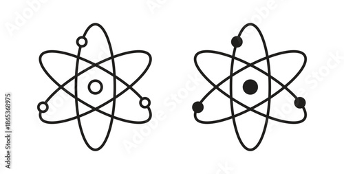 Atom icons illustration, editable stroke, flat design style isolated on white