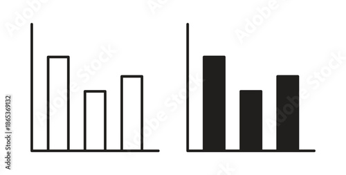 Bar chart icons illustration, editable stroke, flat design style isolated on white