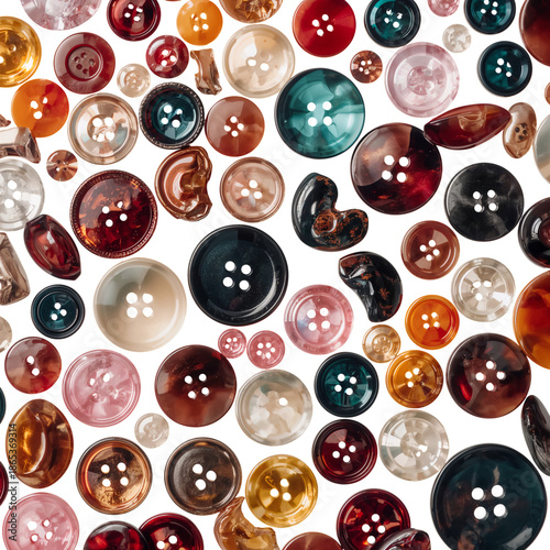 Colorful Buttons Arranged on a Flat Surface for Craft or Sewing Project