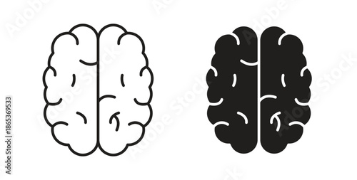 Brain icons illustration, editable stroke, flat design style isolated on white
