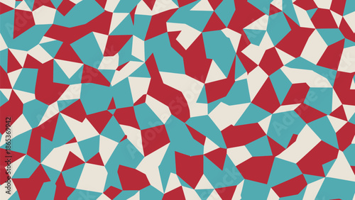 Vibrant abstract geometric pattern with red, blue, and white shapes