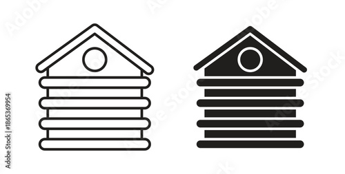 Cabin icons illustration, editable stroke, flat design style isolated on white