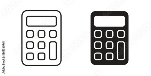 Calculator icons illustration, editable stroke, flat design style isolated on white