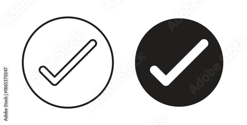 Checkmark icons illustration, editable stroke, flat design style isolated on white