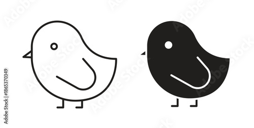 Chick icons illustration, editable stroke, flat design style isolated on white