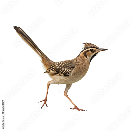 Bird Walking on a White Background With Clear Features and Distinct Markings