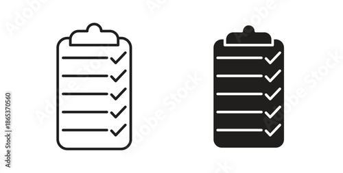 Clipboard icons illustration, editable stroke, flat design style isolated on white