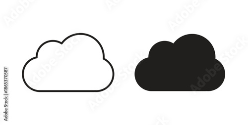 Cloud icons illustration, editable stroke, flat design style isolated on white