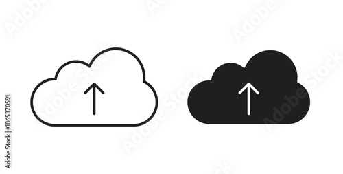 Cloud upload icons illustration, editable stroke, flat design style isolated on white