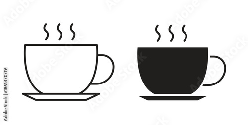 Coffee icons illustration, editable stroke, flat design style isolated on white
