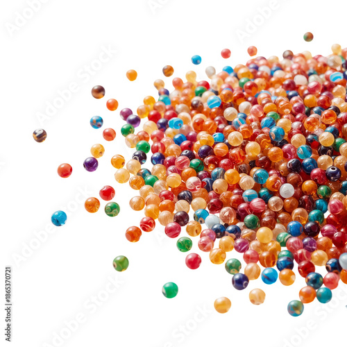Colorful Beads Scattered on White Surface During Crafting Activity