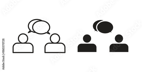 Communication icons illustration, editable stroke, flat design style isolated on white