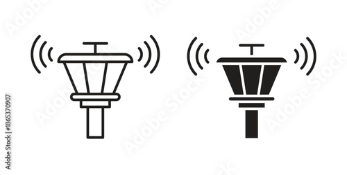 Control Tower icons illustration, editable stroke, flat design style isolated on white