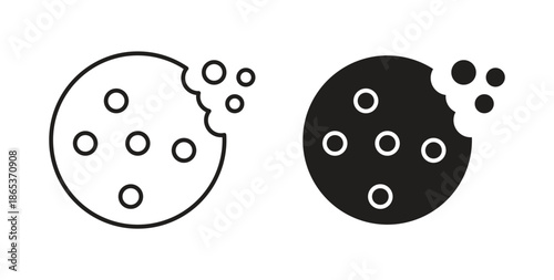Cookie icons illustration, editable stroke, flat design style isolated on white