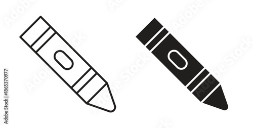 Crayon icons illustration, editable stroke, flat design style isolated on white