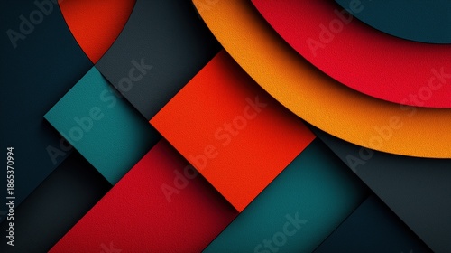 立体的な幾何学模様とレイヤーによるマテリアルデザイン風の抽象的なデジタル背景素材