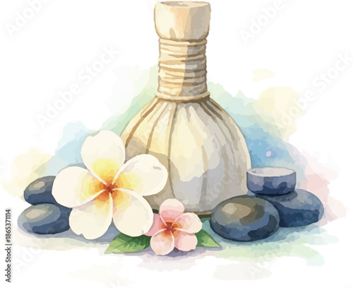 Thai Herbal Compress Massage with Stones and Flowers