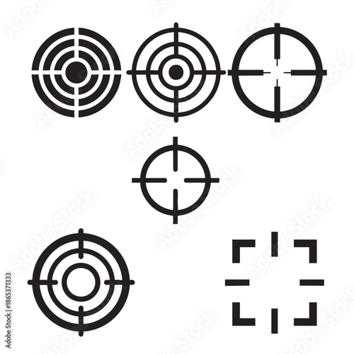 Set of circular precision aiming targets isolated on transparent background