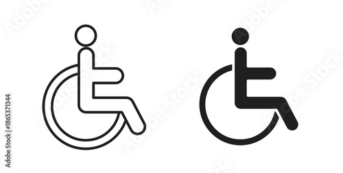 Disable icons illustration, editable stroke, flat design style isolated on white