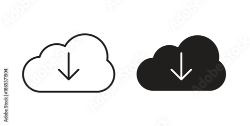 Download from Cloud icons illustration, editable stroke, flat design style isolated on white