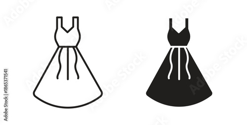 Dress icons illustration, editable stroke, flat design style isolated on white
