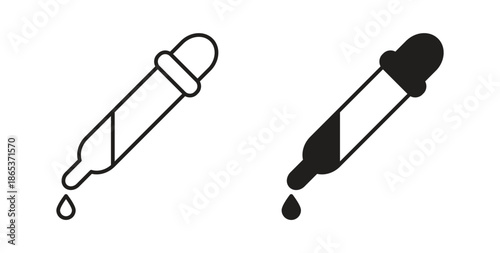 Dropper icons illustration, editable stroke, flat design style isolated on white