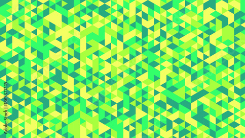 Vibrant green and yellow pixelated abstract background with irregular shapes