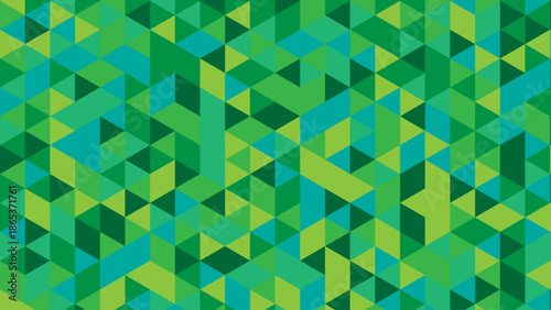 Vibrant green geometric pattern with triangles and mosaic shapes