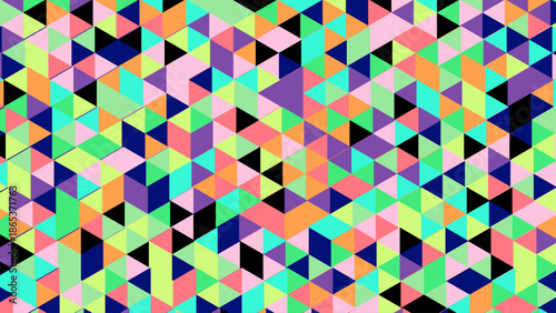 Vibrant geometric pattern with multicolored triangles in a repeating design