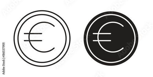 Euro icons illustration, editable stroke, flat design style isolated on white
