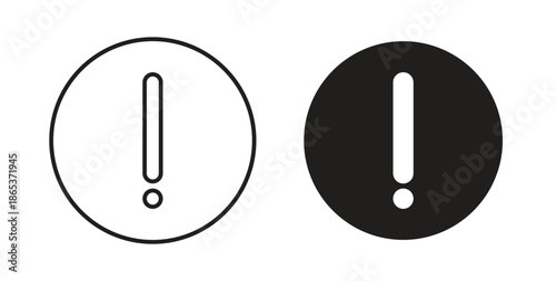 Exclamation button icons illustration, editable stroke, flat design style isolated on white