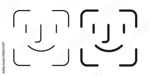 Face id icons illustration, editable stroke, flat design style isolated on white