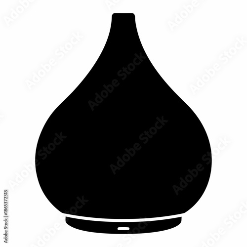 Elegant Black Aromatherapy Diffuser Illustration on White Background with Droplet Shape