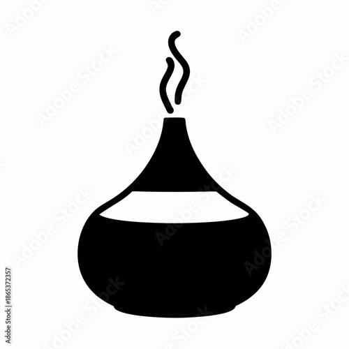 Aromatic Tranquility Black Silhouette of Essential Oil Diffuser with Vapor Trail