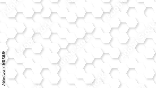 Abstract white hexagonal honeycomb pattern background with subtle 3d shadows geometric grid modern minimal vector design