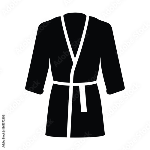 Stylized solid black silhouette depiction of a comfortable robe or dressing gown