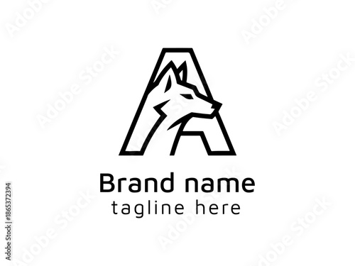 Letter A Wolf Logo for Branding and Mascot Use