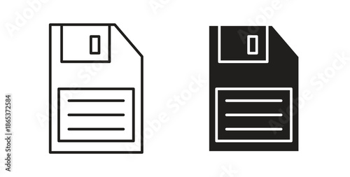 Floppy disk icons illustration, editable stroke, flat design style isolated on white