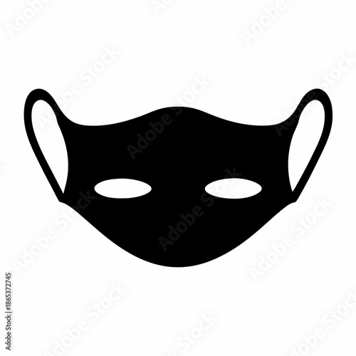 Black facial mask with visible eye holes and ear loop attachments