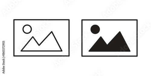Gallery icons illustration, editable stroke, flat design style isolated on white