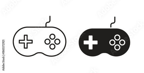 Gamepad icons illustration, editable stroke, flat design style isolated on white
