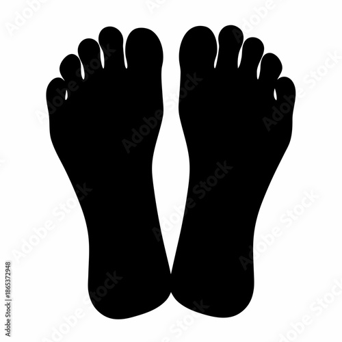 Two black human feet in a simple minimalist style illustration