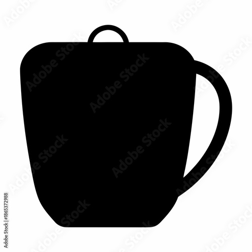 Black silhouette of a tea or coffee mug with side handle