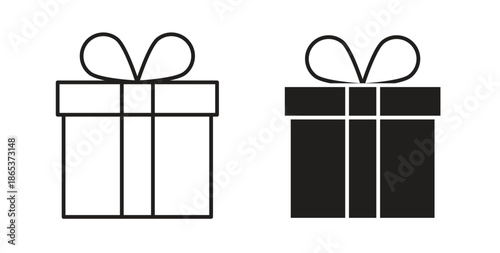 Gift icons illustration, editable stroke, flat design style isolated on white