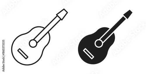 Guitar icons illustration, editable stroke, flat design style isolated on white