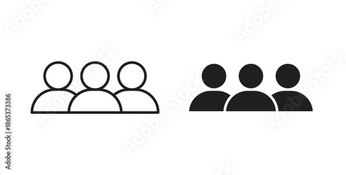 Group icons illustration, editable stroke, flat design style isolated on white