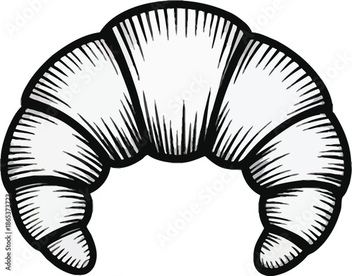 Detailed vintage style croissant sketch perfect for bakery branding and packaging design. isolated on transparent background